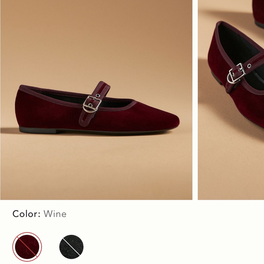 Vagabond wine velvet flats with buckle